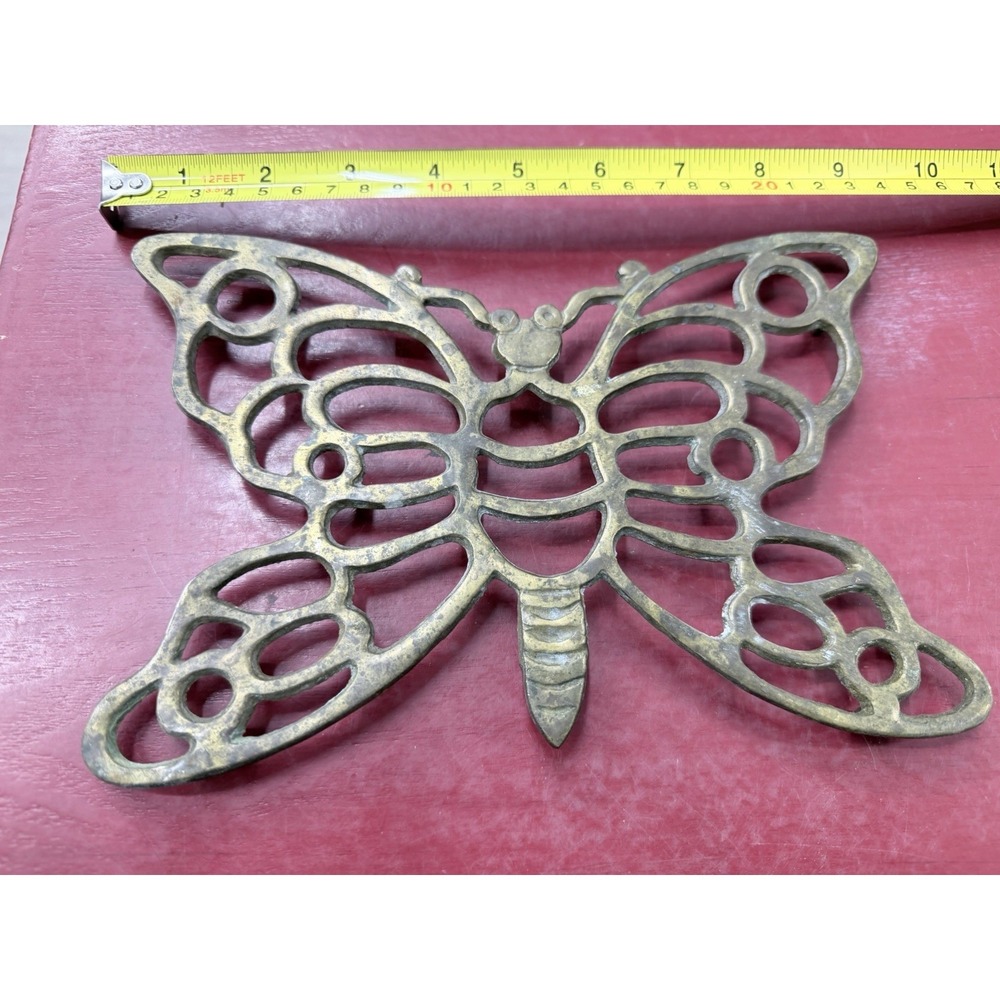 Vintage Brass Butterfly Trivet Hot Plate Table Wall Decor